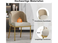 Juego de 2 sillas modernas, con pata inclinada y pies ajustables, beige + caqui