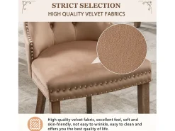 Juego de 4 Sillas para Comedor, Cocina y Sala Silla Tapizada Patas de Madera Maciza - 53,5x64x95cm Marrón