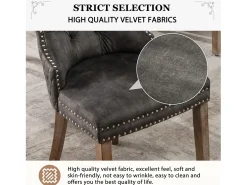 Juego de 4 Sillas para Comedor, Cocina y Sala Silla Tapizada Patas de Madera Maciza - 53,5x64x95cm Gris
