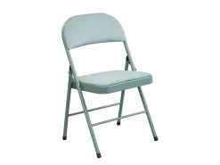 Juego de 6 sillas plegables de terciopelo y metal - Verde almendra - ORTENSIA