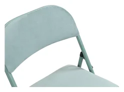 Juego de 6 sillas plegables de terciopelo y metal - Verde almendra - ORTENSIA