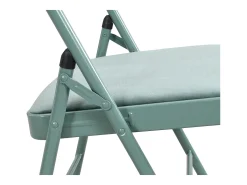 Juego de 6 sillas plegables de terciopelo y metal - Verde almendra - ORTENSIA