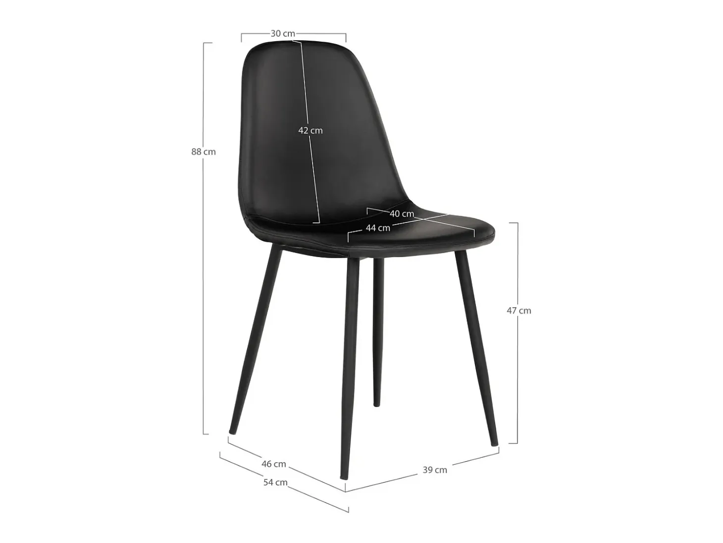 Juego de 2 Sillas Stockholm, Negro, 54x44x88 cm, Kendra Home