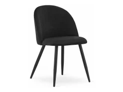 Juego de 4 sillas Valora BELLO de terciopelo negro con patas metálicas