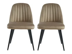Juego de 2 sillas vintage de terciopelo y metal negro ELEANA - Color: beige