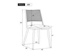 Juego de 4 sillones de ratán con asiento acolchado de PU, color negro