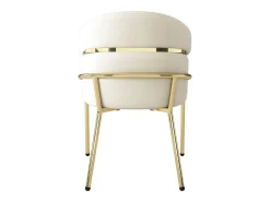 Juego de 6 sillones de terciopelo - con 4 patas de metal dorado - Beige
