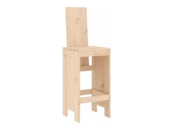Juego de 2 Taburetes altos de cocina madera maciza pino 40x42x120 cm ES68121