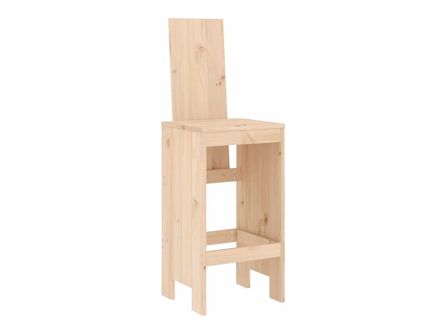 Juego de 2 Taburetes altos de cocina madera maciza pino 40x42x120 cm ES68121