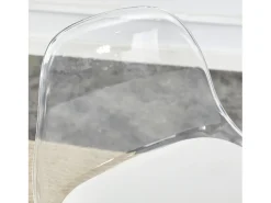 Juego de 2 taburetes de bar con respaldo transparente - Altura ajustable - Patas de metal plateado