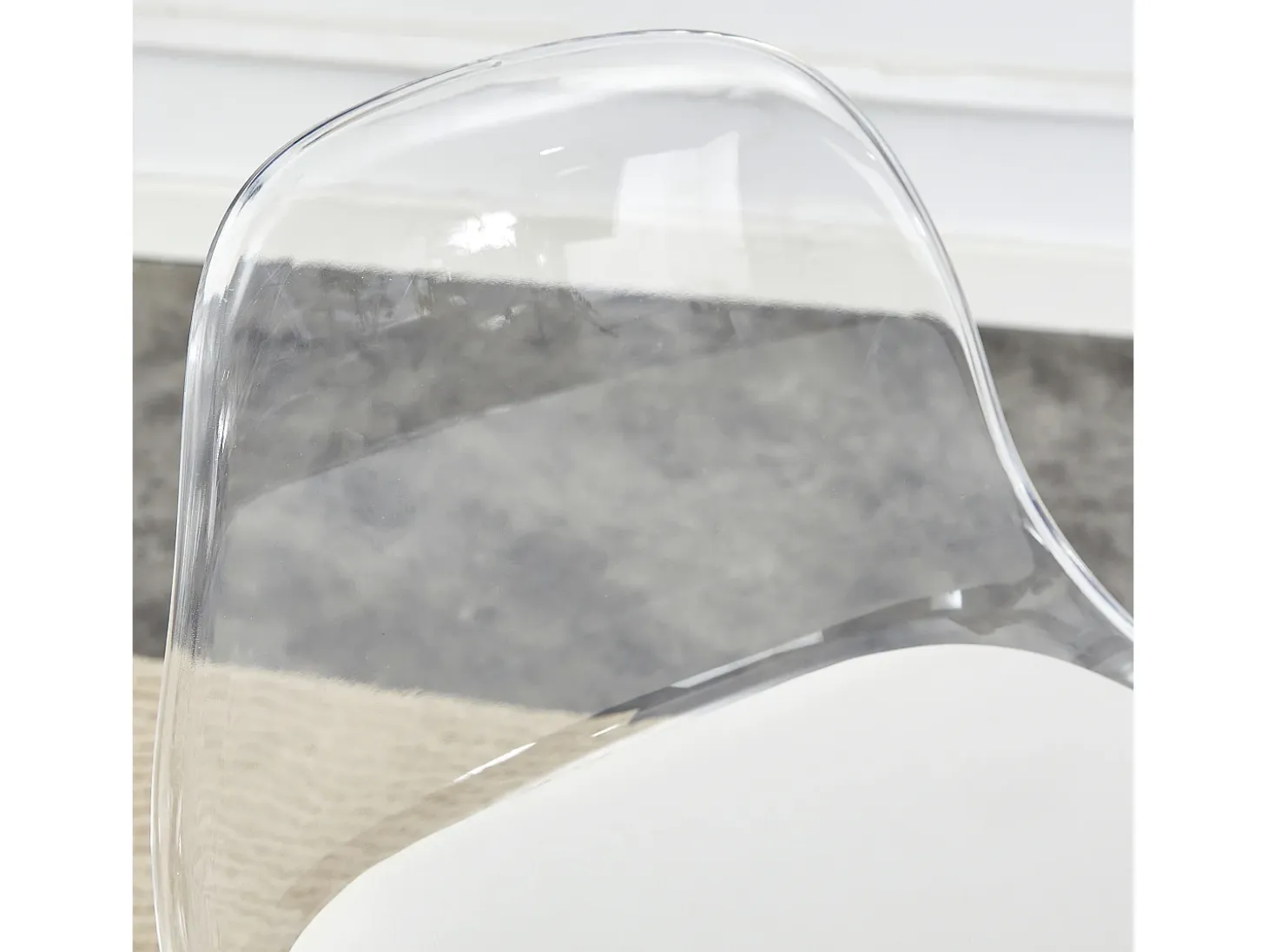 Juego de 2 taburetes de bar con respaldo transparente - Altura ajustable - Patas de metal plateado