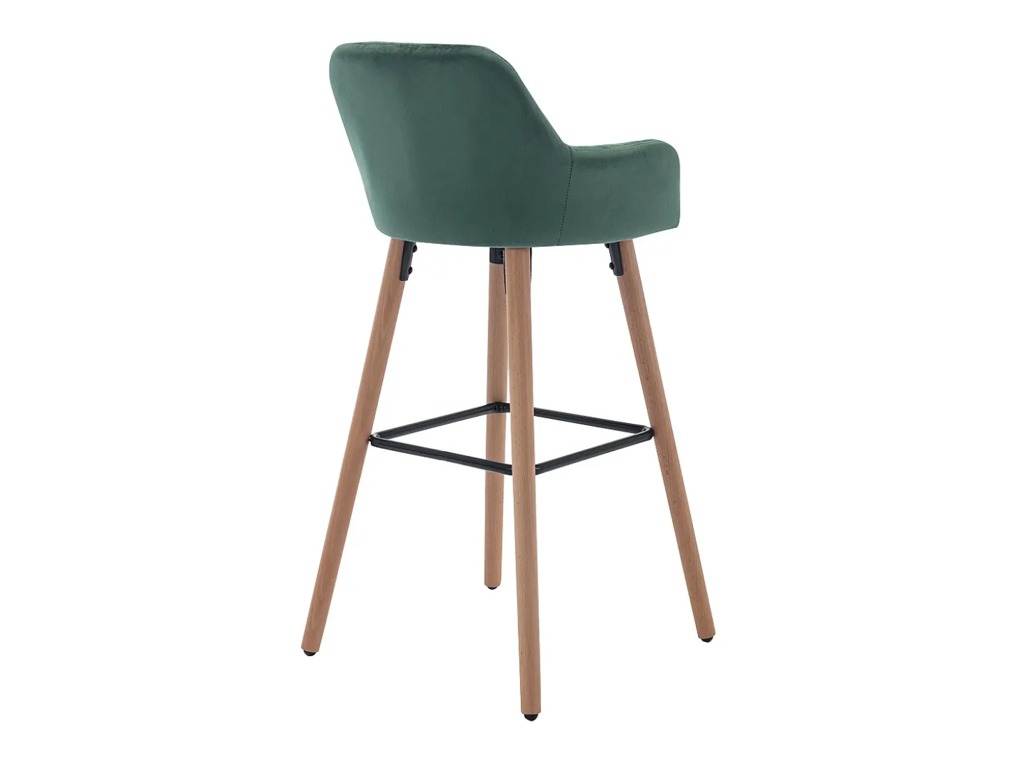 Juego de 2 taburetes de bar de terciopelo y metal efecto madera de haya - Verde oscuro - ELEANA