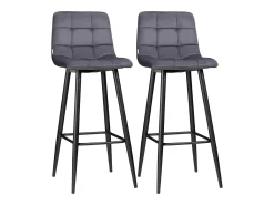 Juego de 2 taburetes de bar modernos, tapizado de terciopelo, patas de acero, pies antideslizantes, hasta 120 kg, 105 cm de alto, color gris