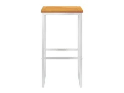 Juego de 4 Taburetes de bar madera maciza acacia y acero inoxidable ES80259