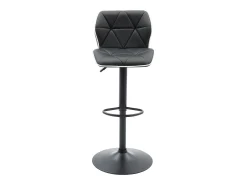 Juego de 2 taburetes de bar de piel sintética y acero - Altura regulable - Negro - CALVIN