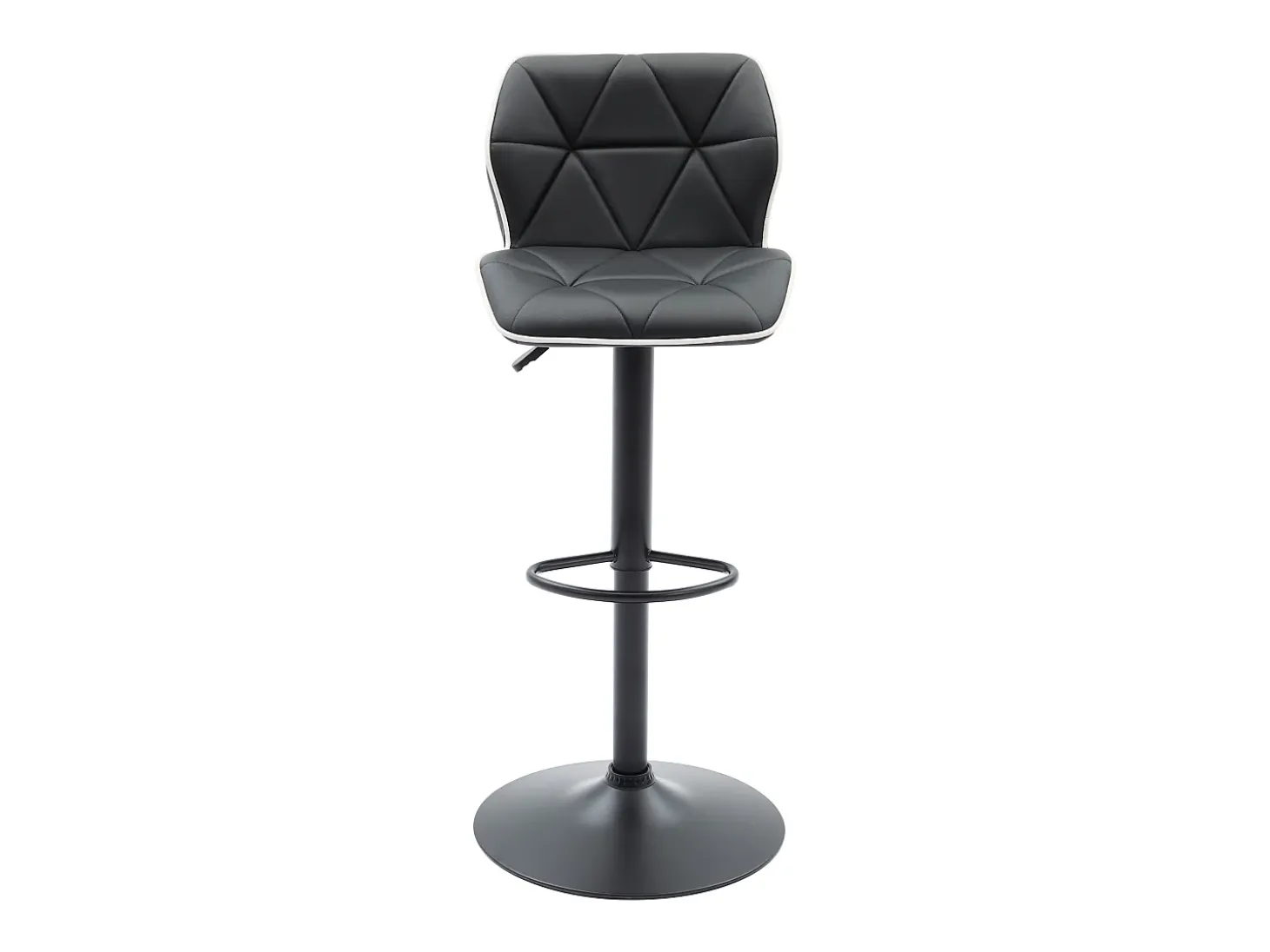 Juego de 2 taburetes de bar de piel sintética y acero - Altura regulable - Negro - CALVIN