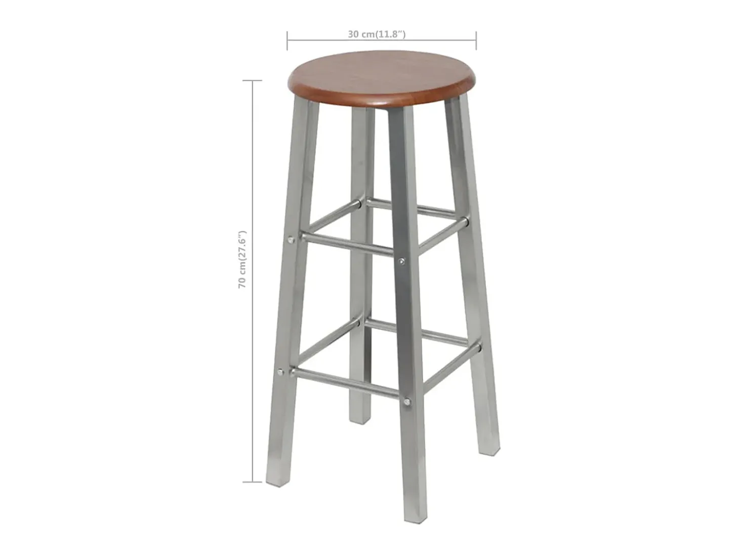 Juego de 4 taburetes de bar de MDF plateado y marrón