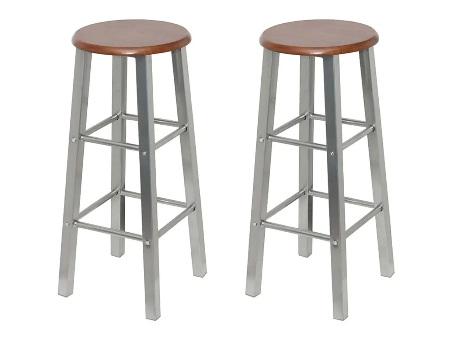 Juego de 4 taburetes de bar de MDF plateado y marrón