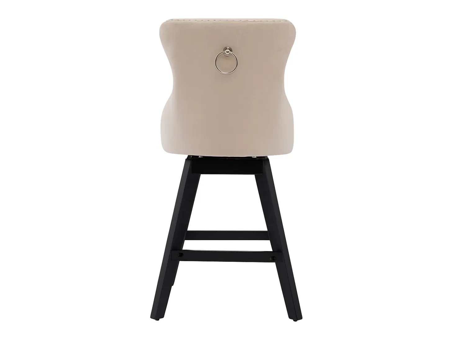 Juego de 2 taburetes de bar giratorios en terciopelo - Patas de madera - Beige