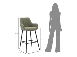 Juego de 2 taburetes de bar grises, 55 x 55 x 109 cm