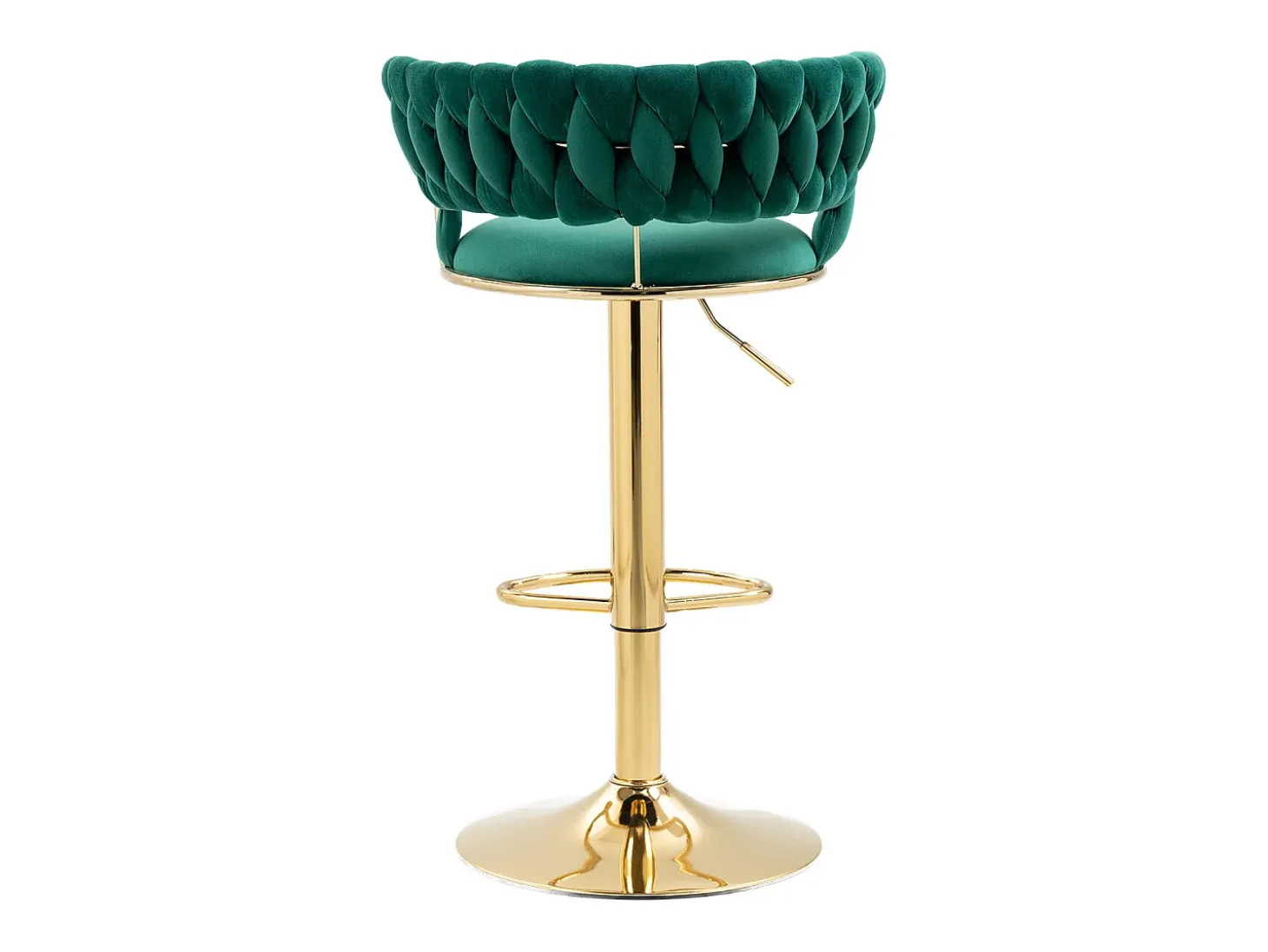 Juego de 2 taburetes de bar giratorios en terciopelo - Altura regulable - Verde esmeralda y dorado