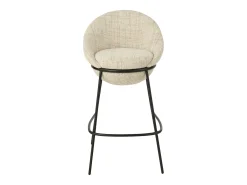 Juego de 2 taburetes de bar BOBBY de tela con estructura de metal negro – Altura del asiento 76 cm-Color ribete verde crudo