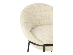 Juego de 2 taburetes de bar BOBBY de tela con estructura de metal negro – Altura del asiento 76 cm-Color ribete verde crudo