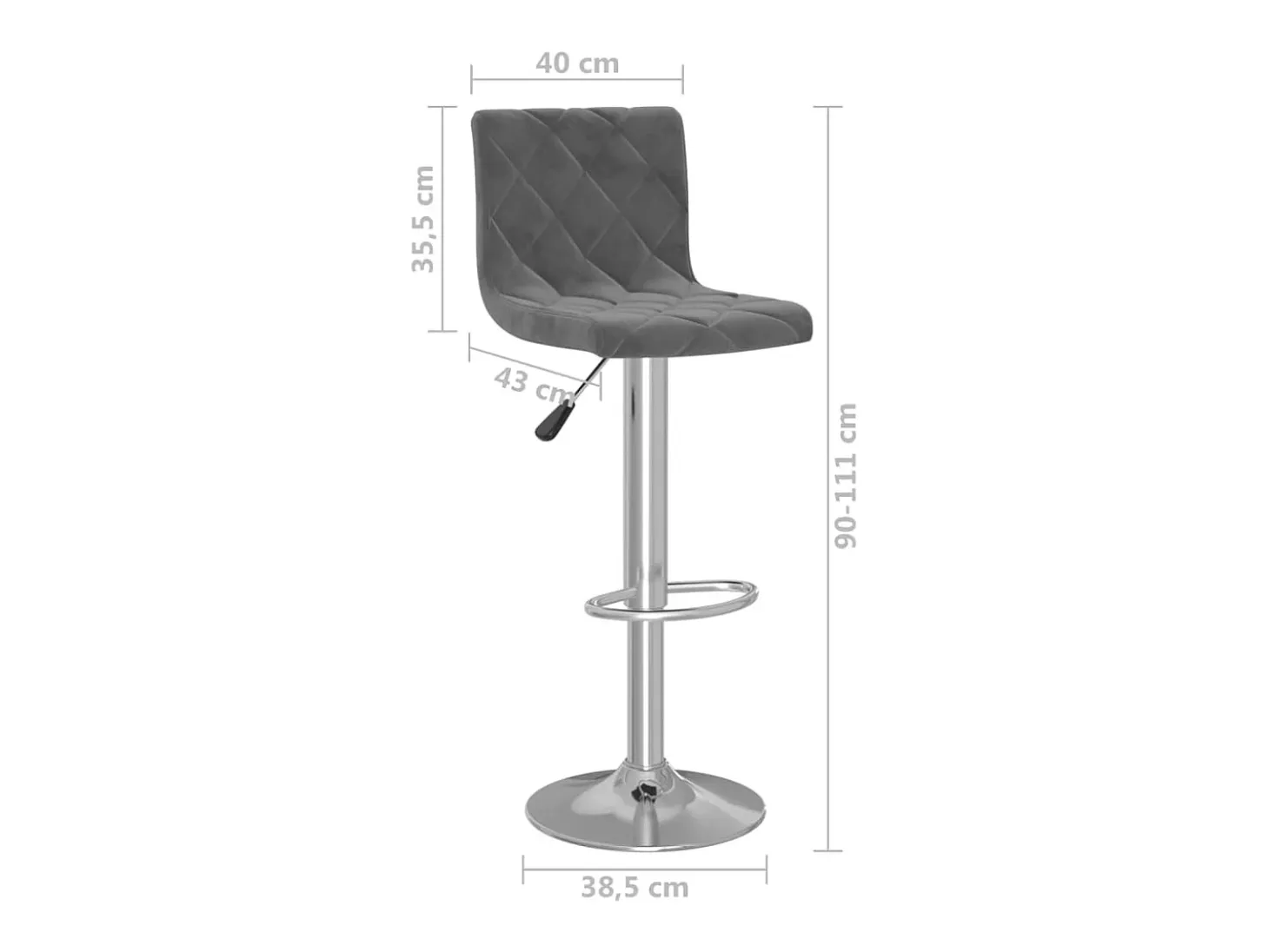 Juego de 2 taburetes de bar de terciopelo gris oscuro
