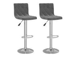 Juego de 2 taburetes de bar de terciopelo gris oscuro