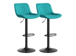 Juego de 2 taburetes de bar giratorios - altura ajustable y giro de 360° - terciopelo azul