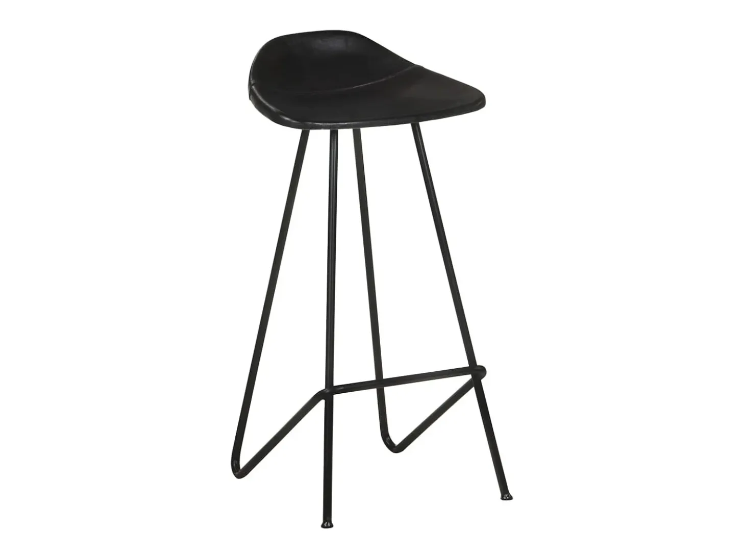 Juego de 4 taburetes de bar de cuero genuino negro