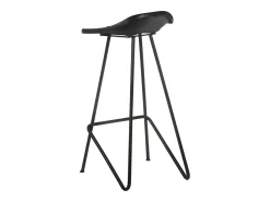 Juego de 4 taburetes de bar de cuero genuino negro