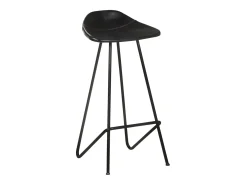 Juego de 4 taburetes de bar de cuero genuino negro