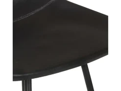 Juego de 4 taburetes de bar de cuero genuino negro