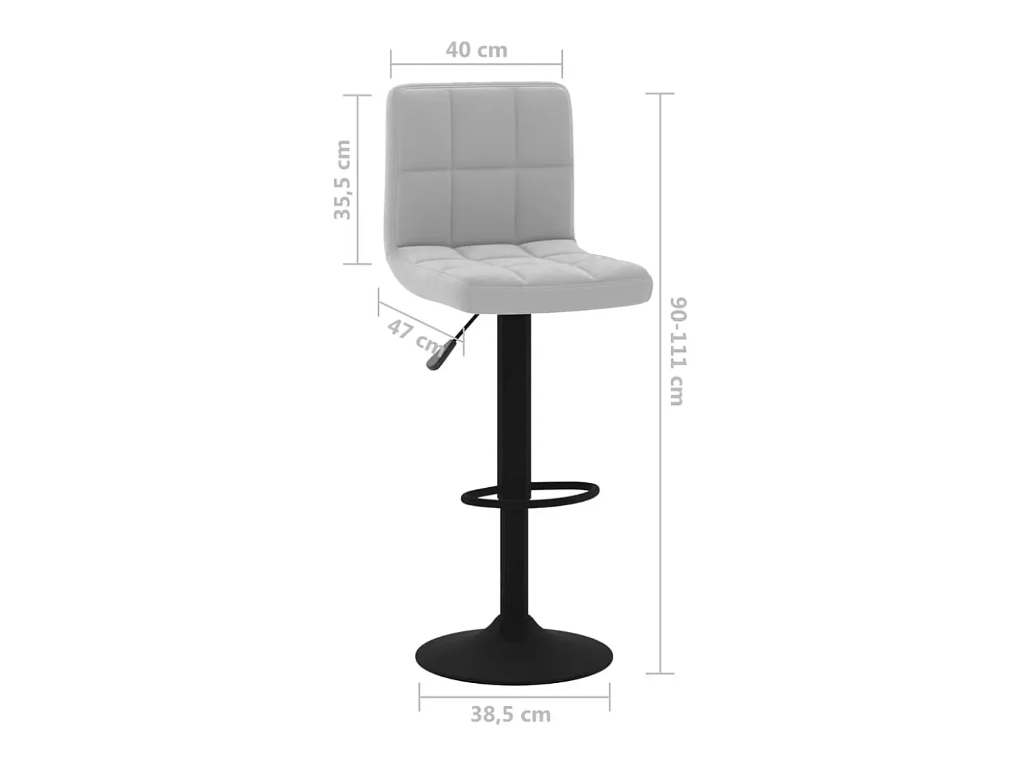 Juego de 2 taburetes de bar de terciopelo gris claro