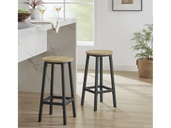 Juego de 2 taburetes de bar Valora de roble Sonoma con patas negras para cocina