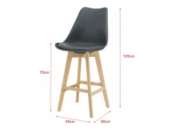 Juego de 4 taburetes de bar de plástico sintético acabado haya 105 x 48 x 58 cm gris 03_0008718