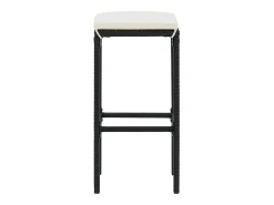 Juego de 4 taburetes de bar con cojines de resina de mimbre negro