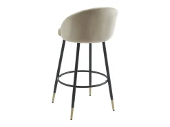 Juego de 2 taburetes de bar de terciopelo y metal - Beige - ELIRAM
