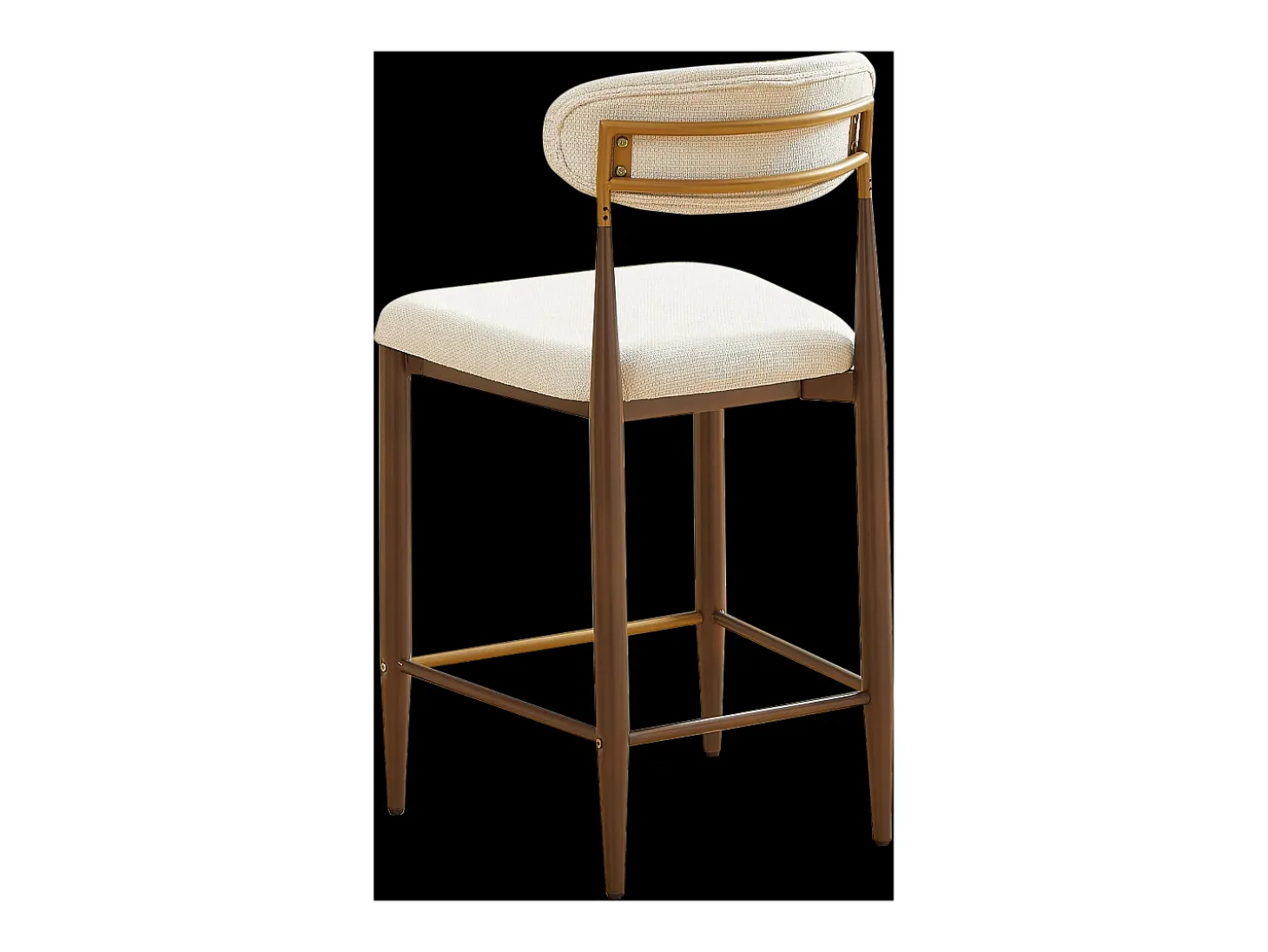 Juego de 2 taburetes de bar, 94 cm de alto - Estructura de metal marrón y dorado - Tela beige