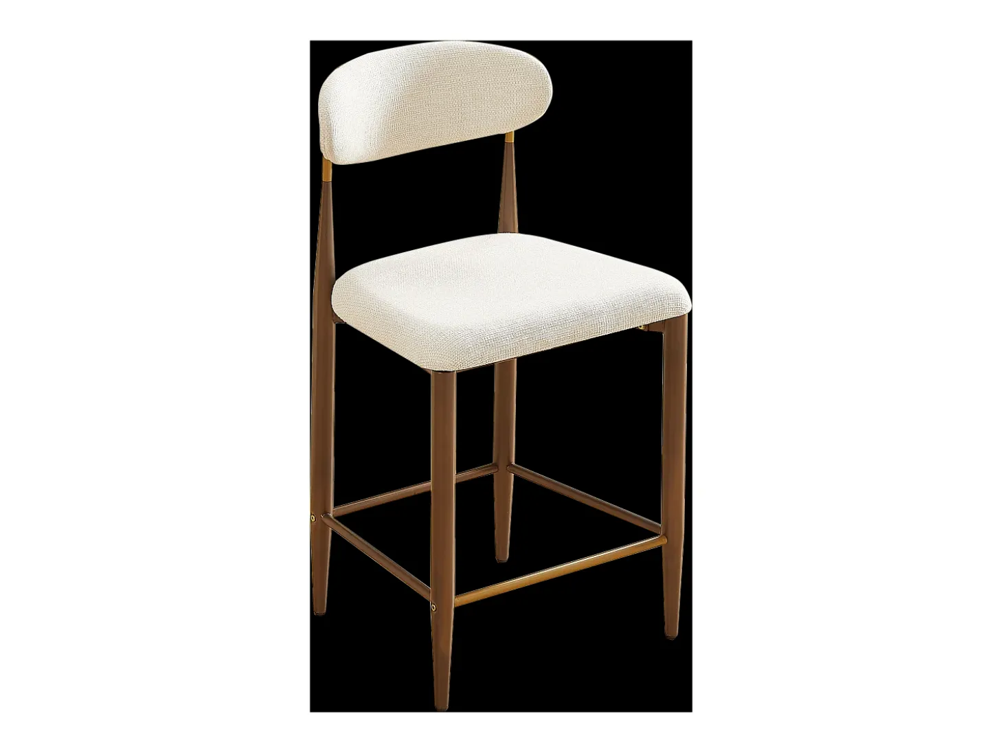 Juego de 2 taburetes de bar, 94 cm de alto - Estructura de metal marrón y dorado - Tela beige