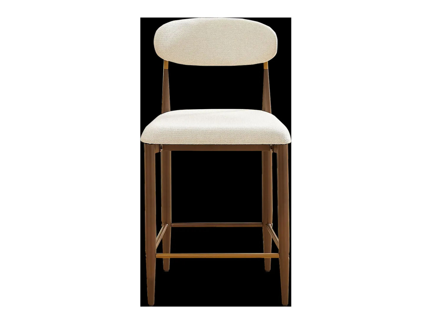 Juego de 2 taburetes de bar, 94 cm de alto - Estructura de metal marrón y dorado - Tela beige