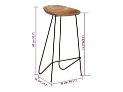 Juego de 2 taburetes de bar de madera maciza de acacia