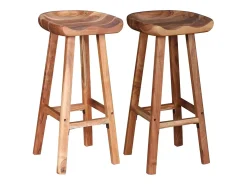 Juego de 2 taburetes de bar de madera maciza de acacia