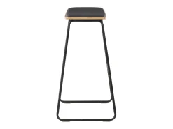 Juego de 4 taburetes de bar de piel sintética negra