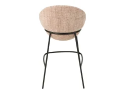 Juego de 2 taburetes de bar BOBBY de tela con estructura de metal negro – Altura del asiento 76 cm-Color Rosa