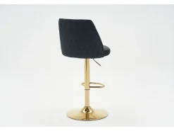 Juego de 2 taburetes de bar - con respaldo y reposapiés - altura regulable - terciopelo - negro