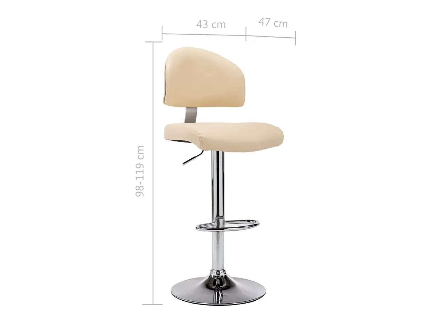Juego de 2 taburetes de bar de piel sintética color crema
