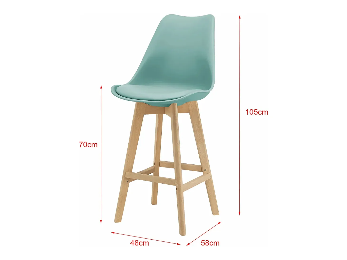 Juego de 4 taburetes de bar de plástico sintético haya 105x48x58 cm verde 03_0008719