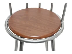 Juego de 2 taburetes de bar de madera marrón de diseño moderno 1202010